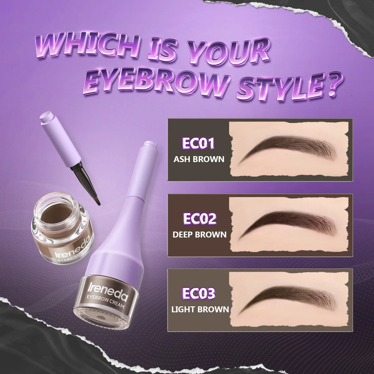 Ireneda Brows Talk Eyebrow Cream – waterproof, smudge-proof, long-lasting formula for perfectly defined brows. Highly pigmented, buildable, and easy to apply. Halal, vegan, and cruelty-free makeup in Pakistan.
