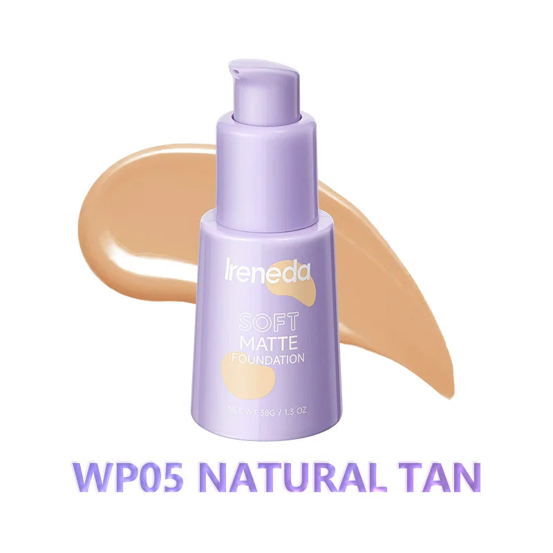 Ireneda Soft Matte Foundation – full-coverage, lightweight, oil-free foundation for a natural matte finish. Pore-blurring, sweat-proof & long-lasting. Halal, vegan, and cruelty-free makeup in Pakistan.
