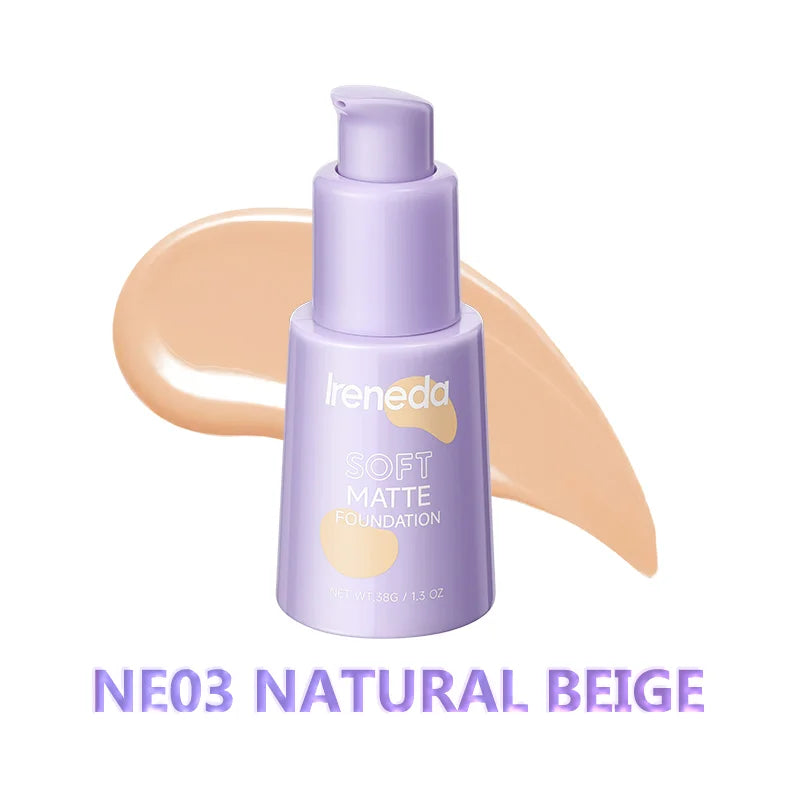 Ireneda Soft Matte Foundation – full-coverage, lightweight, oil-free foundation for a natural matte finish. Pore-blurring, sweat-proof & long-lasting. Halal, vegan, and cruelty-free makeup in Pakistan.