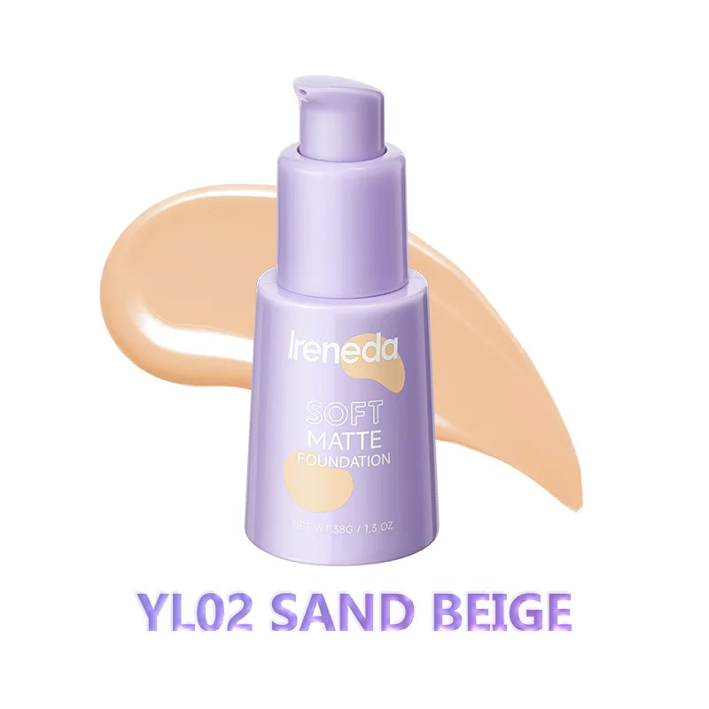 Ireneda Soft Matte Foundation – full-coverage, lightweight, oil-free foundation for a natural matte finish. Pore-blurring, sweat-proof & long-lasting. Halal, vegan, and cruelty-free makeup in Pakistan.