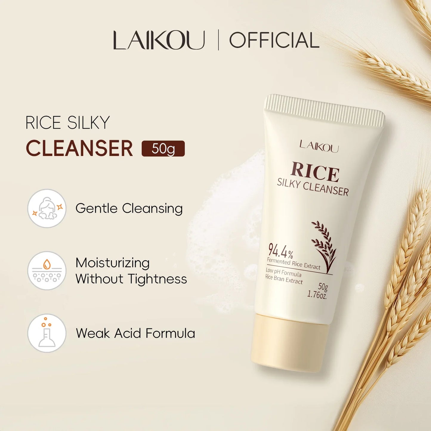 LAIKOU Rice Silk Cleanser | 50g