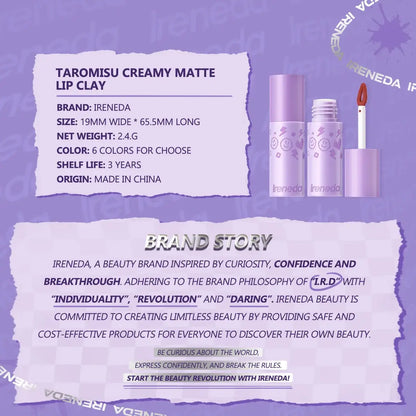 Ireneda Taromisu Creamy Matte Lip Clay