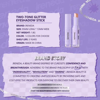 Ireneda Two-Tone Glitter Eyeshadow Stick