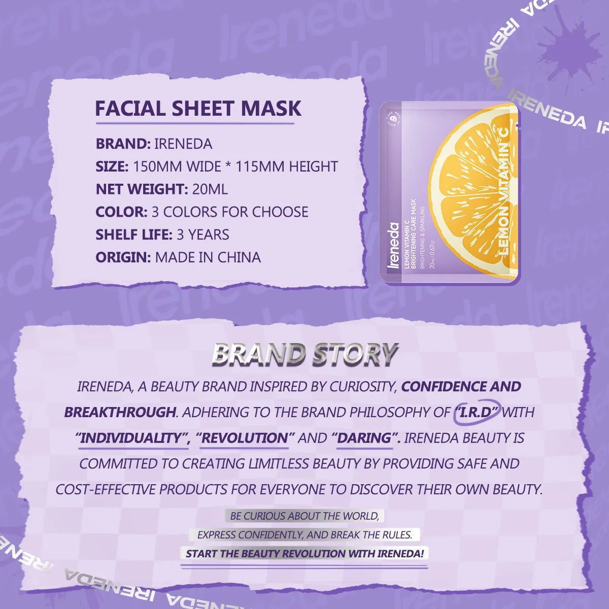 Ireneda Facial Care Masks – deep cleansing, hydrating, and brightening skincare masks for a refreshed, glowing complexion. Suitable for all skin types. Halal, vegan, and cruelty-free skincare in Pakistan.