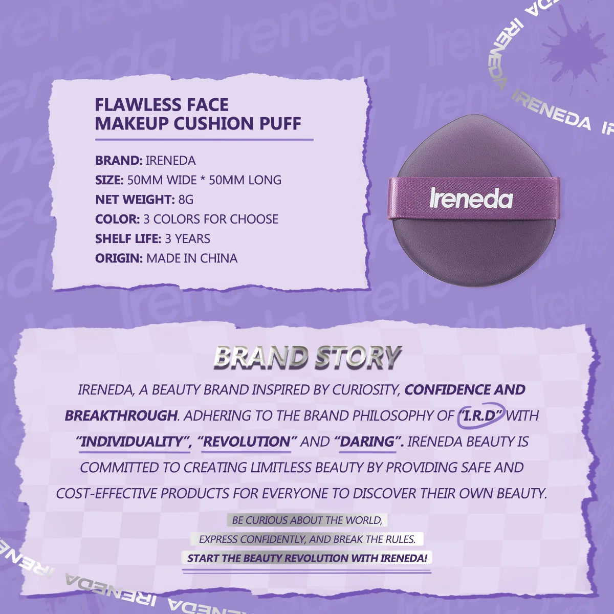 Ireneda Flawless Face Makeup Cushion Puff – ultra-soft, high-density beauty puff for flawless foundation & powder blending. Halal, vegan & cruelty-free makeup tool in Pakistan.