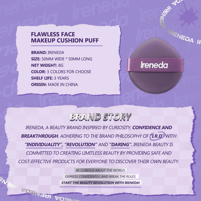 Ireneda Flawless Face Makeup Cushion Puff – ultra-soft, high-density beauty puff for flawless foundation & powder blending. Halal, vegan & cruelty-free makeup tool in Pakistan.