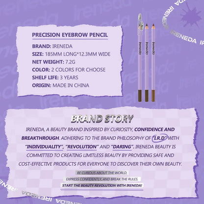 Ireneda Precision Eyebrow Pencil – waterproof, smudge-proof, and ultra-fine tip for natural, hair-like strokes. Built-in spoolie for blending. Long-lasting and easy to apply. Halal, vegan, and cruelty-free eyebrow pencil in Pakistan.