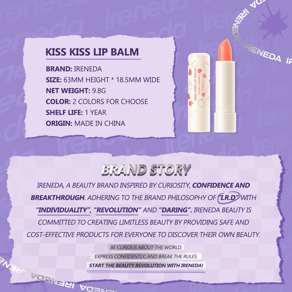 Ireneda Lip Balm – deeply hydrating, non-sticky lip balm for soft, smooth lips. Long-lasting moisture & nourishment. Halal, vegan, and cruelty-free lip care in Pakistan.
