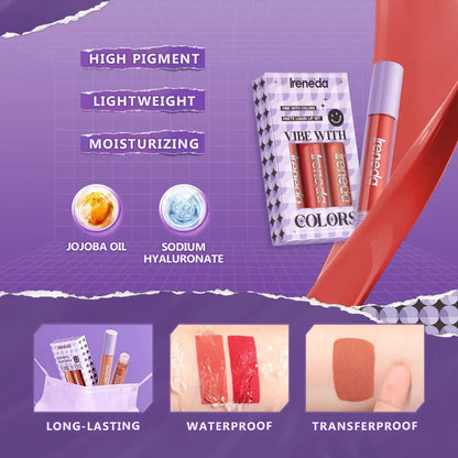 Ireneda Vibe With Colors Matte Liquid Lip Set 3 in 1