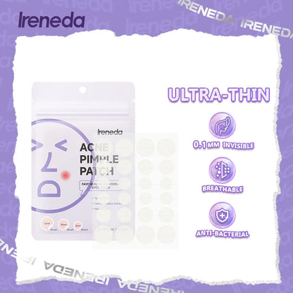 Ireneda Acne Pimple Patch – hydrocolloid spot treatment for fast pimple healing. Absorbs oil & impurities, reduces redness & prevents irritation. Halal, vegan, and cruelty-free skincare in Pakistan.