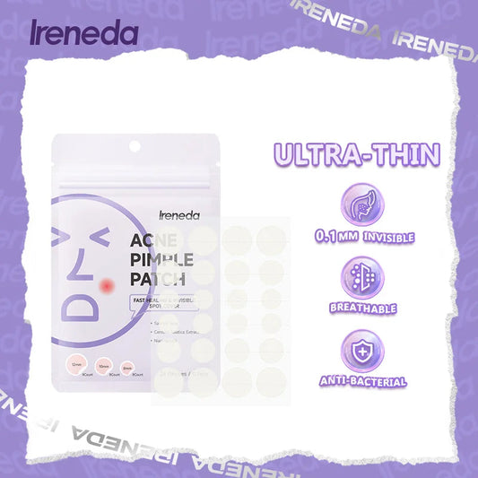 Ireneda Acne Pimple Patch – hydrocolloid spot treatment for fast pimple healing. Absorbs oil & impurities, reduces redness & prevents irritation. Halal, vegan, and cruelty-free skincare in Pakistan.