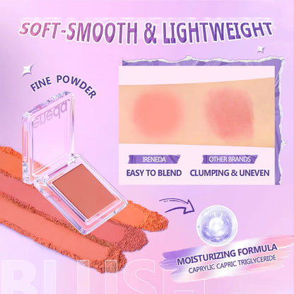 Ireneda Crush Crush Powder Blush – lightweight, blendable, highly pigmented, and long-lasting. Silky-smooth, non-chalky formula for a natural flush. Halal, vegan, and cruelty-free makeup in Pakistan.