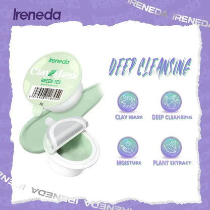 Ireneda Green Tea Clay Mask – deep cleansing, oil-controlling, and acne-fighting mask with green tea and kaolin clay. Hydrating and non-drying. Halal, vegan, and cruelty-free skincare in Pakistan.