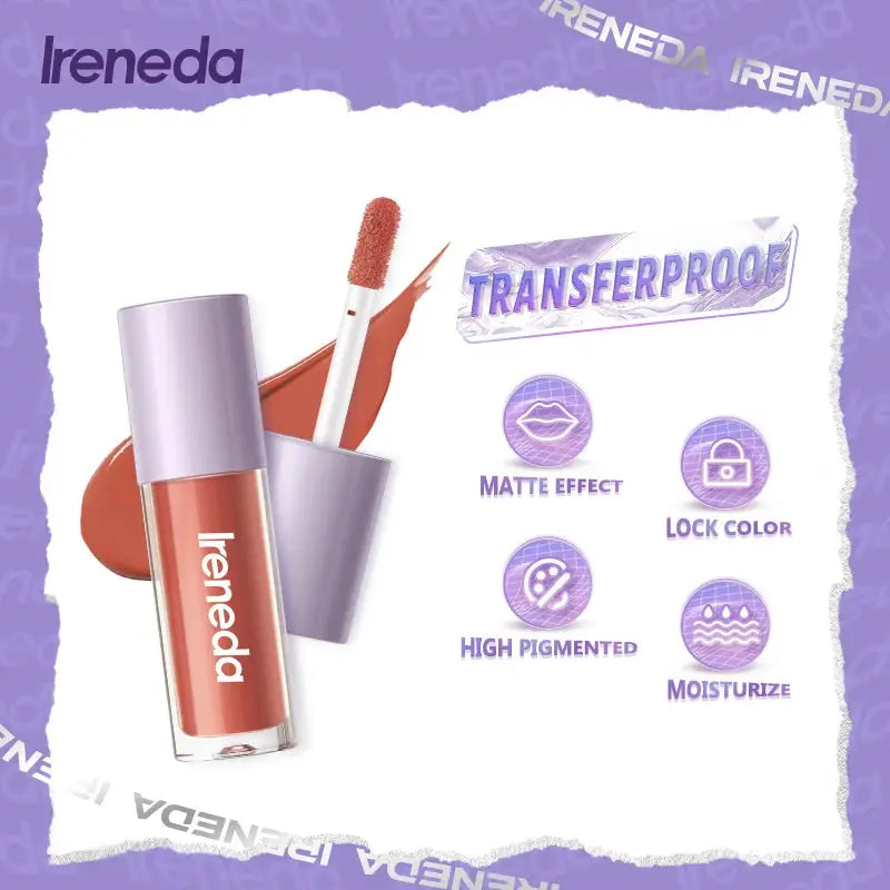 Ireneda Matte Liquid Lipstick – ultra-pigmented, long-lasting, transfer-proof, and lightweight formula. Comfortable matte finish for bold lips. Halal, vegan, and cruelty-free makeup in Pakistan.