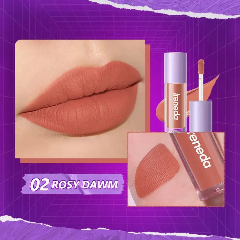 Ireneda Matte Liquid Lipstick – ultra-pigmented, long-lasting, transfer-proof, and lightweight formula. Comfortable matte finish for bold lips. Halal, vegan, and cruelty-free makeup in Pakistan.