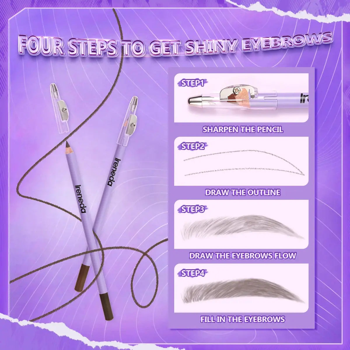 Ireneda Precision Eyebrow Pencil – waterproof, smudge-proof, and ultra-fine tip for natural, hair-like strokes. Built-in spoolie for blending. Long-lasting and easy to apply. Halal, vegan, and cruelty-free eyebrow pencil in Pakistan.