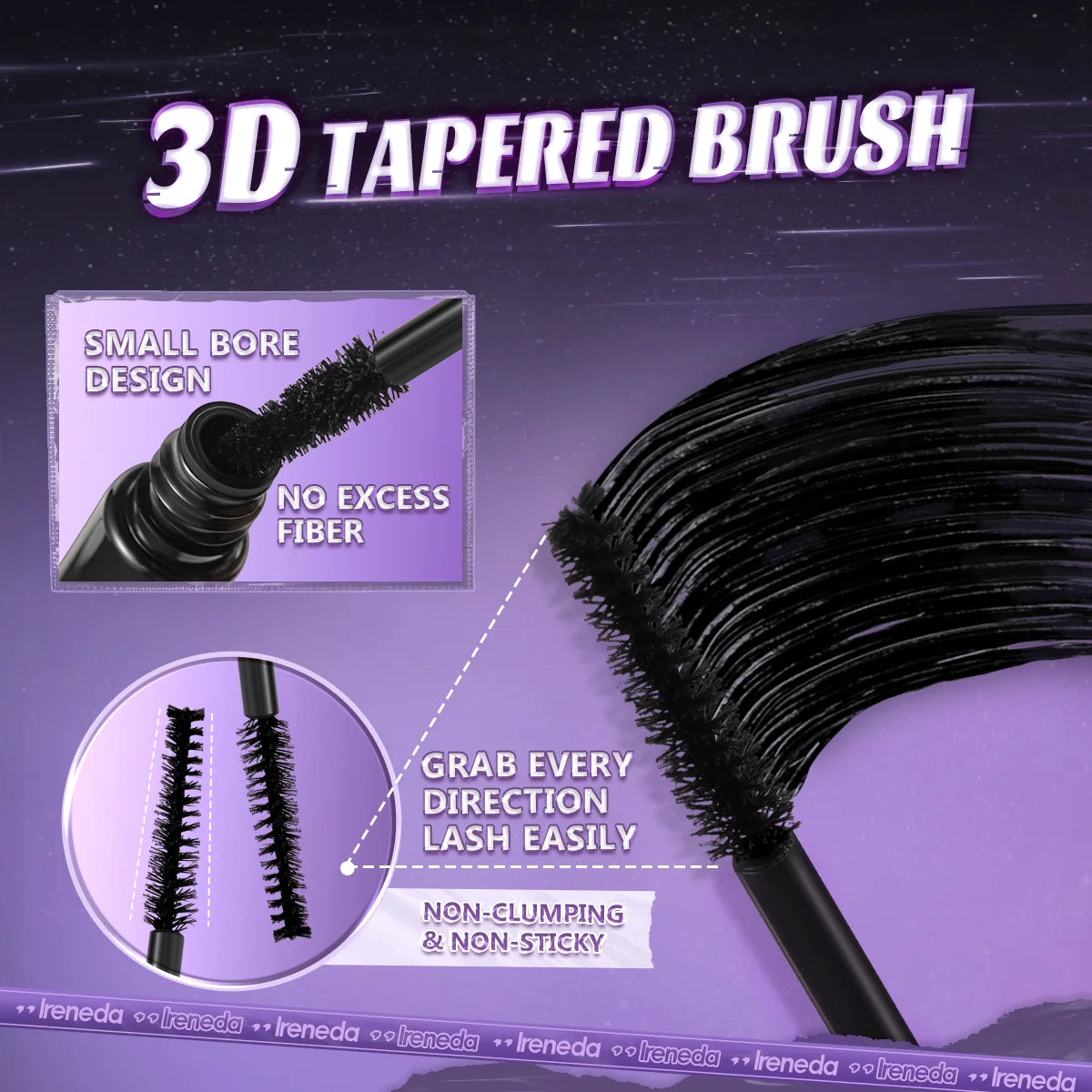Ireneda Super Lengthening Waterproof Mascara – ultra-black, waterproof, smudge-proof formula for bold, voluminous lashes. Long-lasting, non-clumpy, and lightweight. Halal, vegan, and cruelty-free mascara in Pakistan.