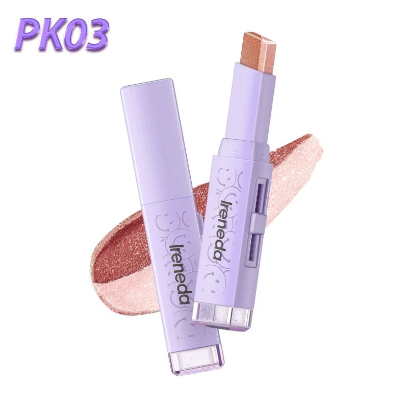 Ireneda Two-Tone Glitter Eyeshadow Stick – dual-tone, high-shine, waterproof, and blendable eyeshadow for effortless glam. Long-lasting, crease-proof formula. Halal, vegan, and cruelty-free makeup in Pakistan.