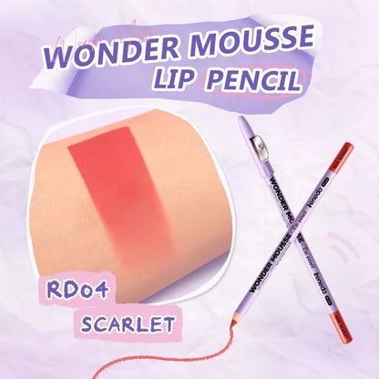 Ireneda Wonder Mousse Lip Pencil – creamy, lightweight lip pencil for precise definition & smooth matte finish. Long-lasting & highly pigmented. Halal, vegan, and cruelty-free lipstick in Pakistan.