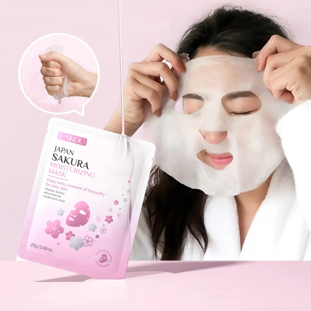 LAIKOU Japan Sakura Moisturizing Mask (10Pcs) | 10Pcs 25g Each