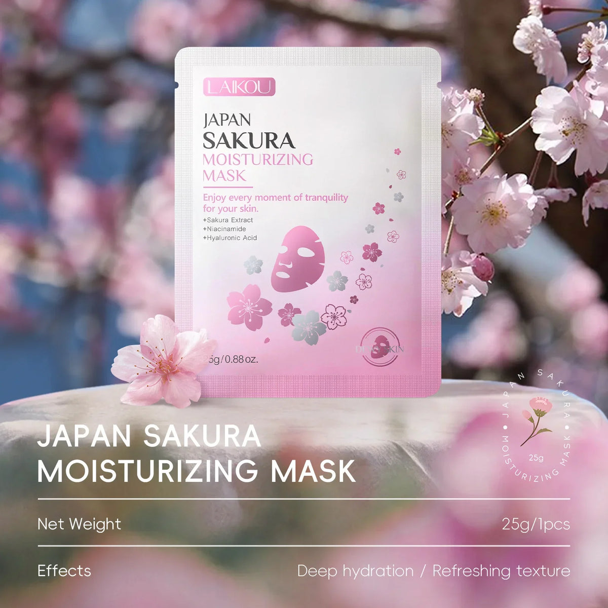 LAIKOU Japan Sakura Moisturizing Mask (10Pcs) | 10Pcs 25g Each