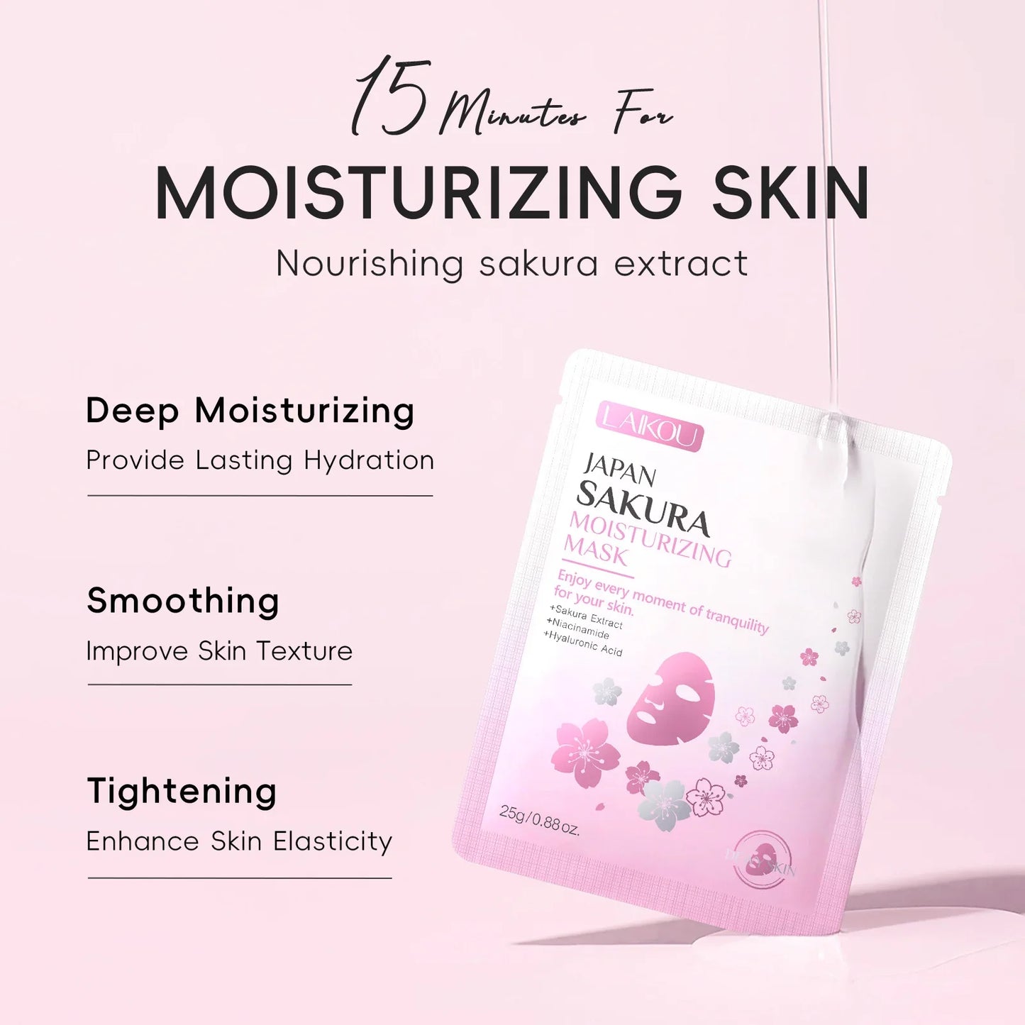 LAIKOU Japan Sakura Moisturizing Mask (10Pcs) | 10Pcs 25g Each