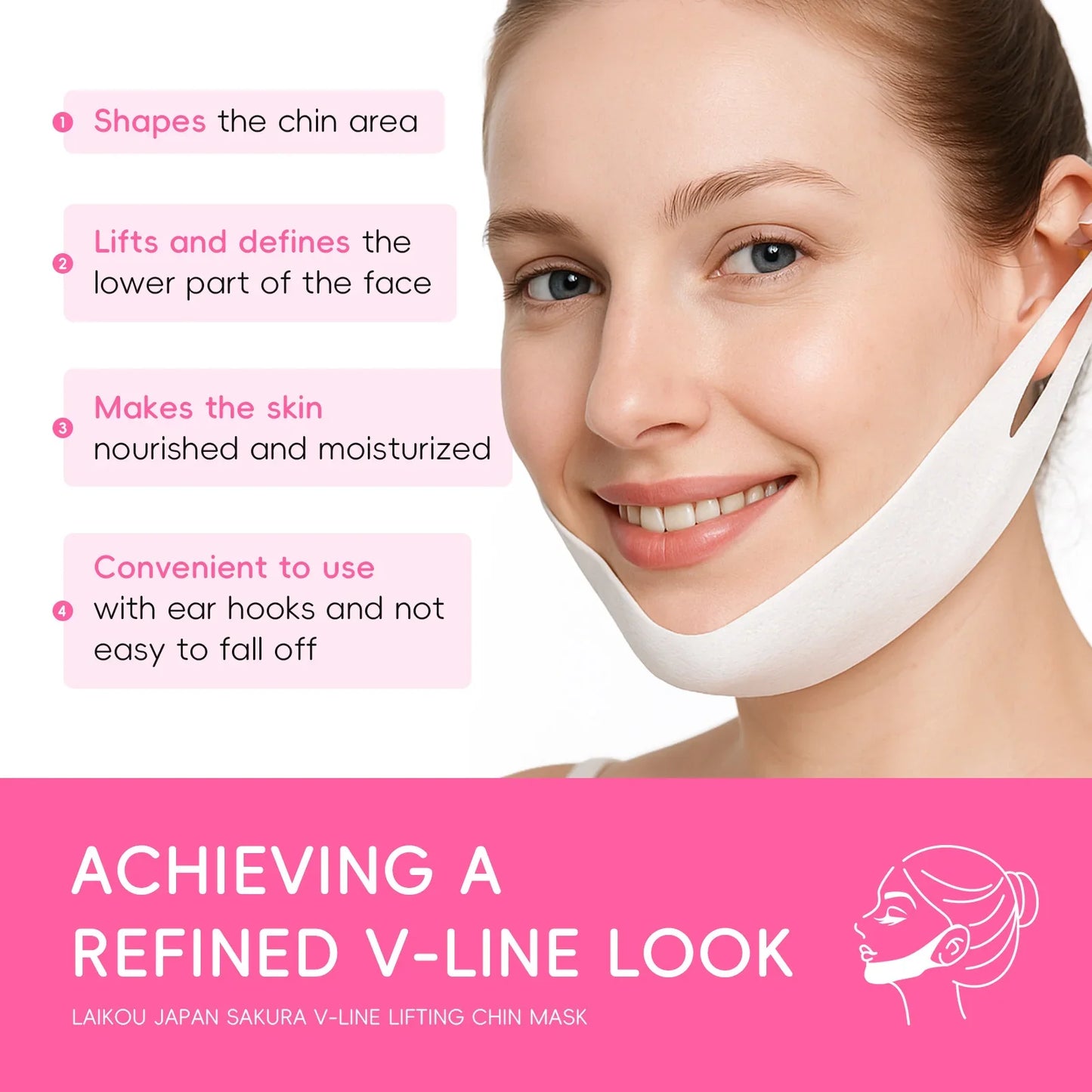 LAIKOU Japan Sakura V-Line Lifting Chin Mask | 25g
