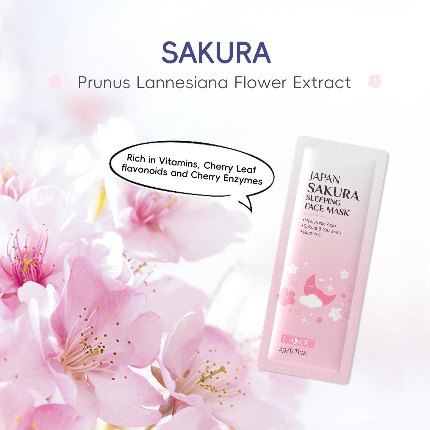 LAIKOU Sakura Sleeping Face Mask | 3g (PACK OF 5)