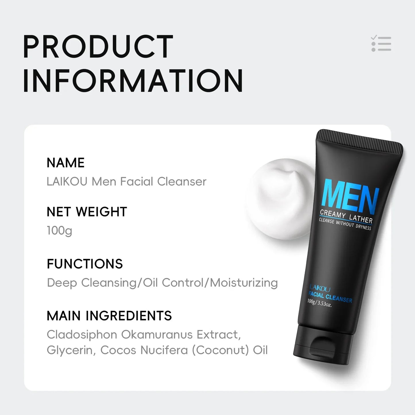 LAIKOU Men Hydrating Facial Cleanser | 100g