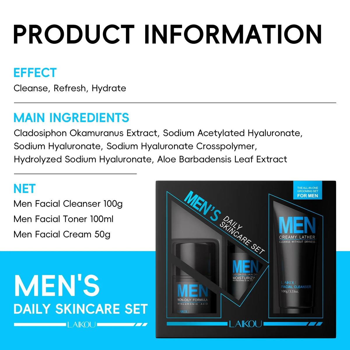 LAIKOU Men's Daily 3Pcs Skincare Set (FREE DELIVERY)