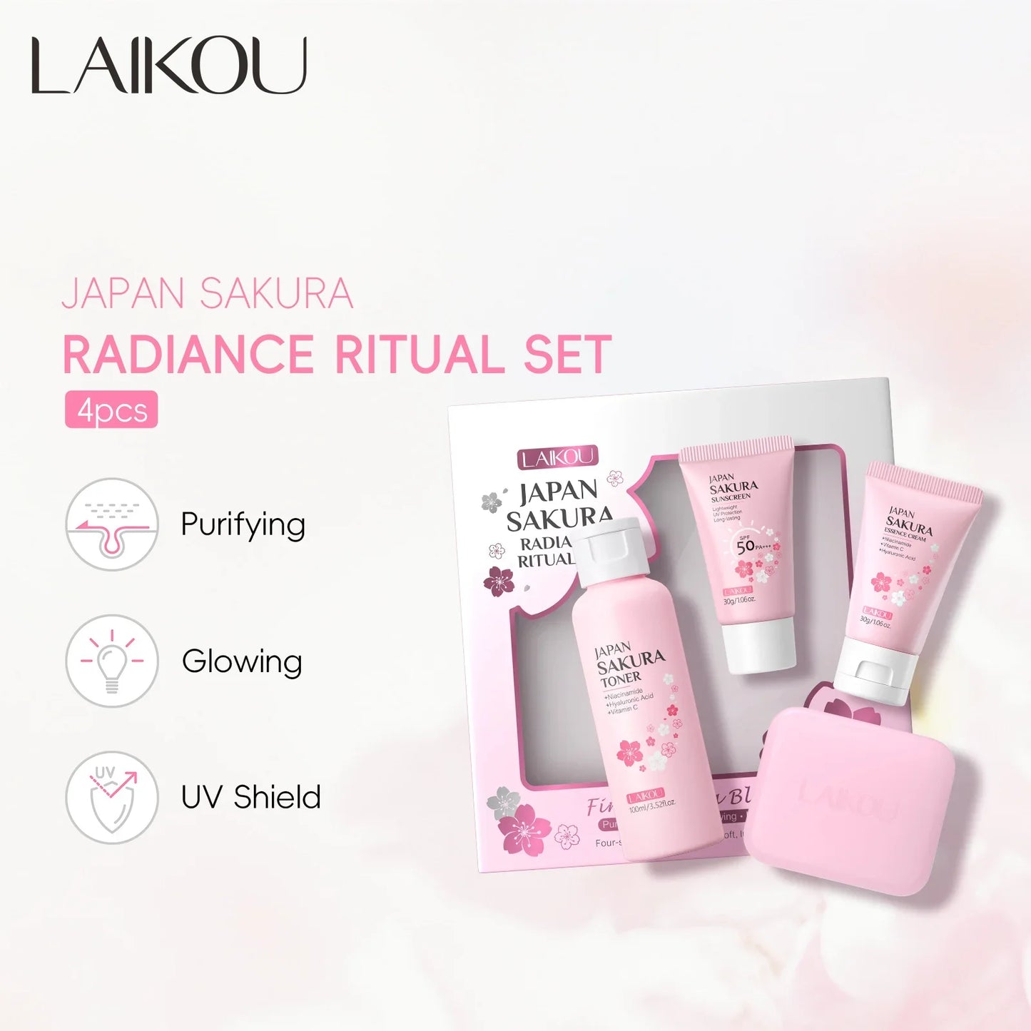 LAIKOU Japan Sakura Radiance Ritual Set | 4 Pieces