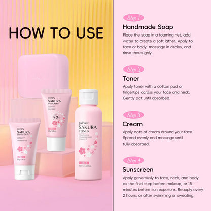 LAIKOU Japan Sakura Radiance Ritual Set | 4 Pieces