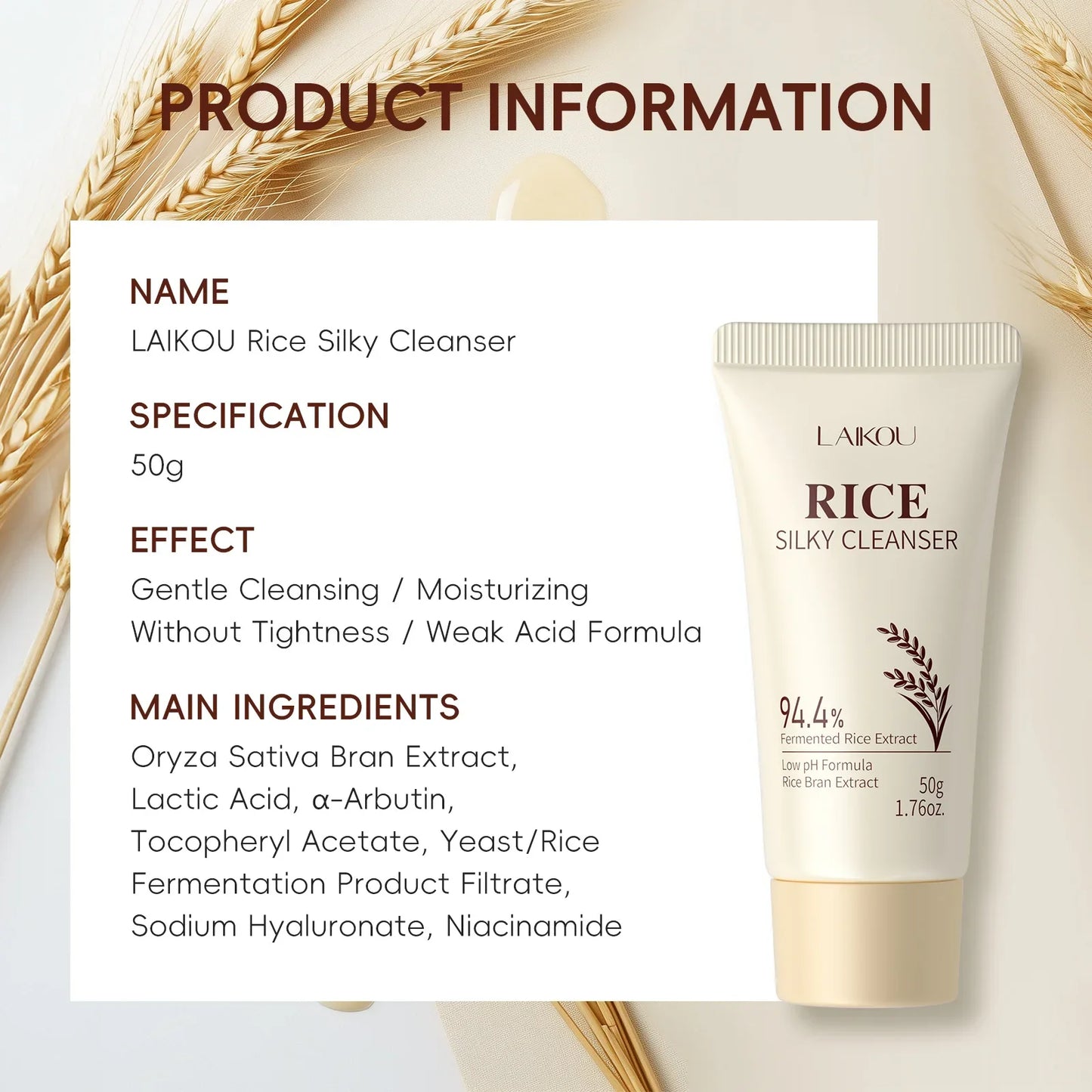 LAIKOU Rice Silk Cleanser | 50g