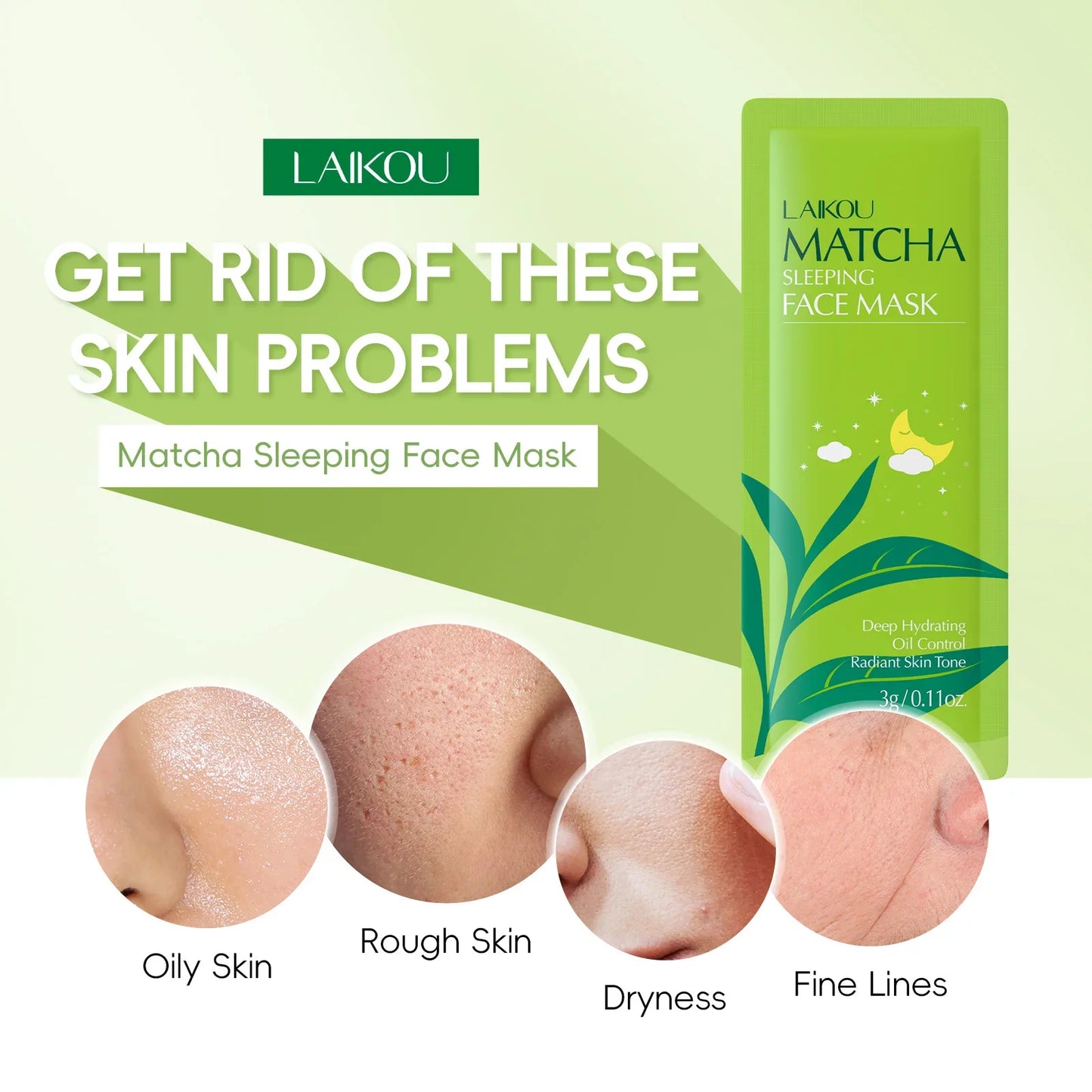 LAIKOU Matcha Sleeping Face Mask | 3g (PACK OF 5)
