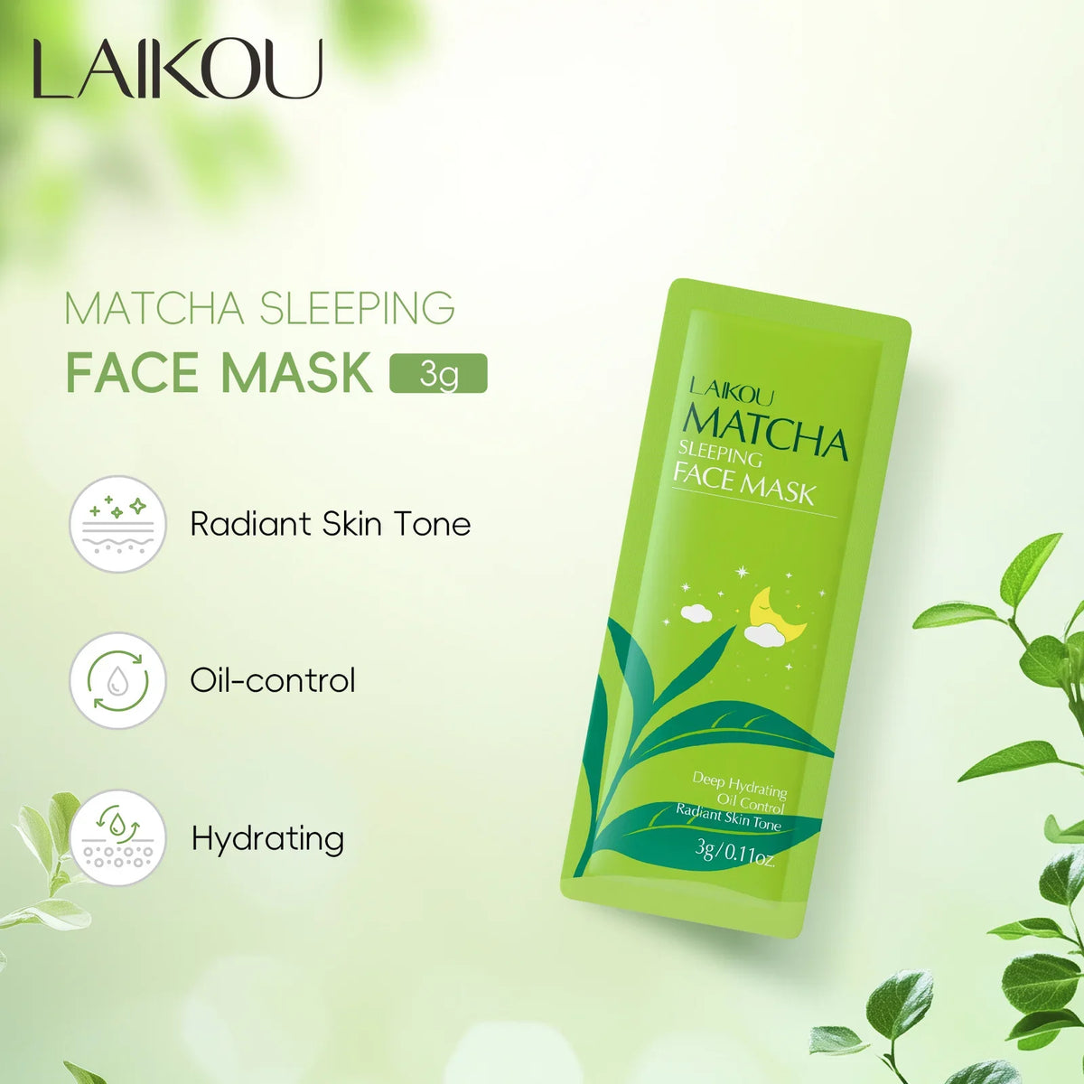 LAIKOU Matcha Sleeping Face Mask | 3g (PACK OF 5)
