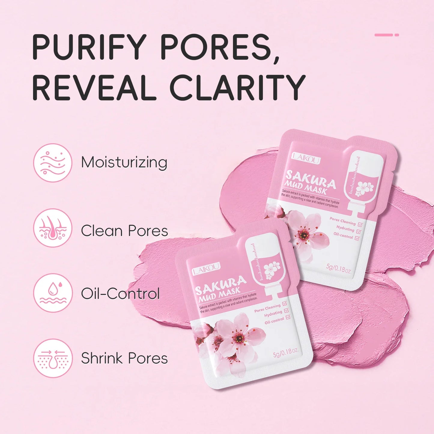 LAIKOU Sakura Mud Mask | 5g (PACK OF 5)