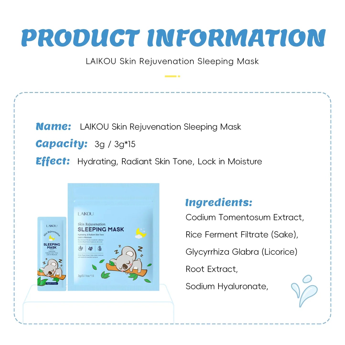 LAIKOU Skin Rejuvenation Sleeping Mask | 3g (PACK OF 5)