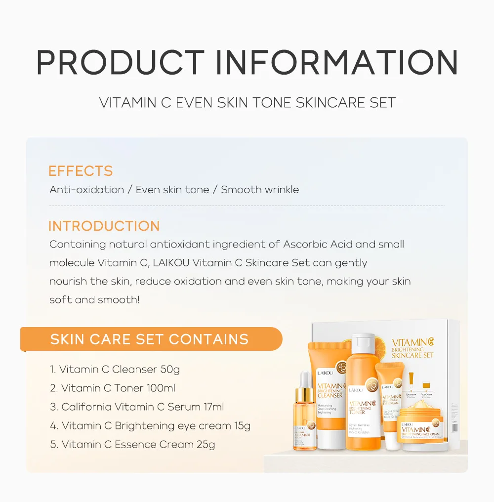 LAIKOU Vitamin C Brightening Skin Care 5pcs Set