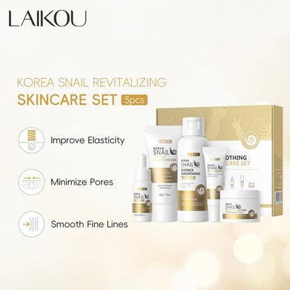 LAIKOU Korea Snail Revitalizing 5Pcs Skincare Set (FREE DELIVERY)