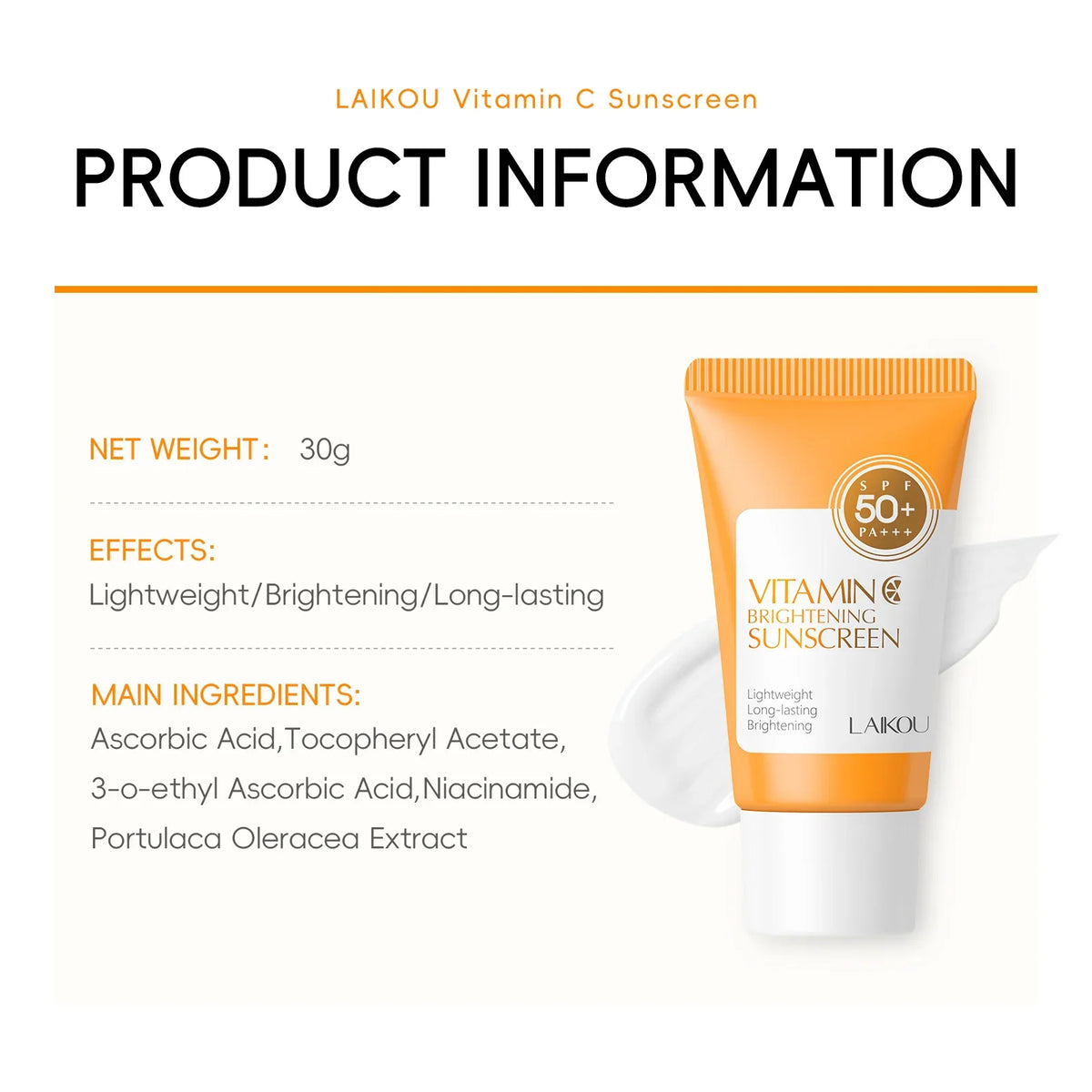 LAIKOU Vitamin C Brightening Sunscreen | 30g