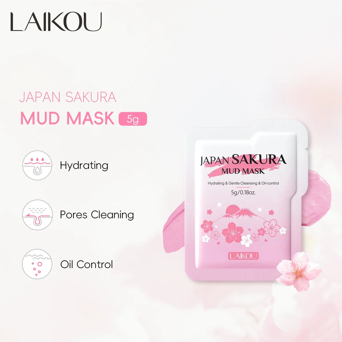 LAIKOU Japan Sakura Mud Mask | 5g (PACK OF 5)