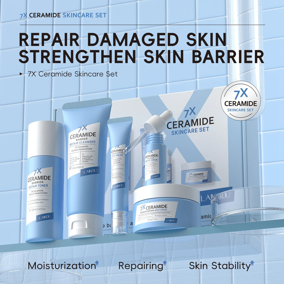 LAIKOU 7X Ceramide 5Pcs Skincare Set (FREE DELIVERY)