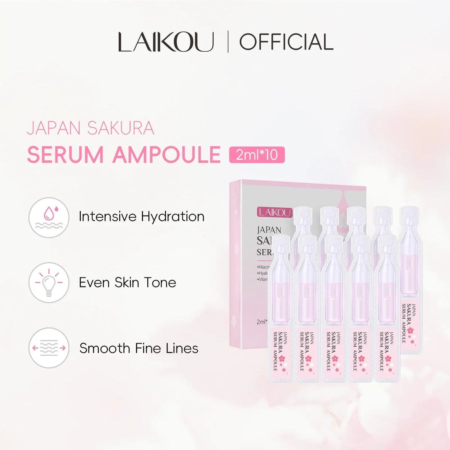 LAIKOU Japan Sakura Serum Ampoule (10 ampoules) | 10 ampoules 2ml Each