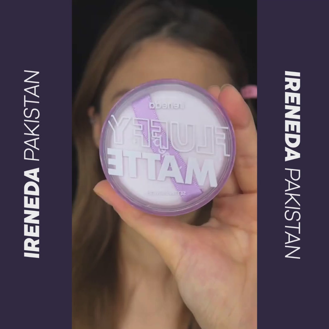 Ireneda Fluffy Matte Setting Powder – lightweight, oil-absorbing setting powder for a flawless, shine-free finish. Long-lasting, non-cakey & crease-proof. Halal, vegan, and cruelty-free makeup in Pakistan.
