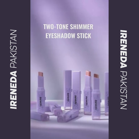 Ireneda Two-Tone Glitter Eyeshadow Stick – dual-tone, high-shine, waterproof, and blendable eyeshadow for effortless glam. Long-lasting, crease-proof formula. Halal, vegan, and cruelty-free makeup in Pakistan.