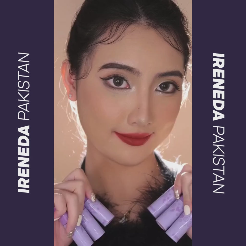 Ireneda Tiramisu Creamy Matte Lip Clay – lightweight, mousse-textured lip color with a smooth, transfer-resistant matte finish. Highly pigmented & long-lasting. Halal, vegan, and cruelty-free lipstick in Pakistan.